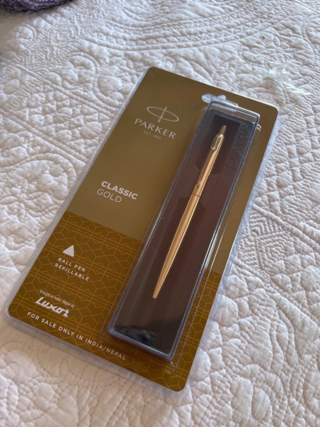Parker Classic Gold GT Gold Trim Ball Point Pen with Blue Quink Refill ...