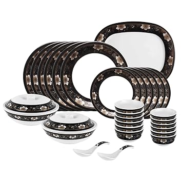 Melmoware Dinner Set, Flavia, 31 Pcs, Gold Luster, Large