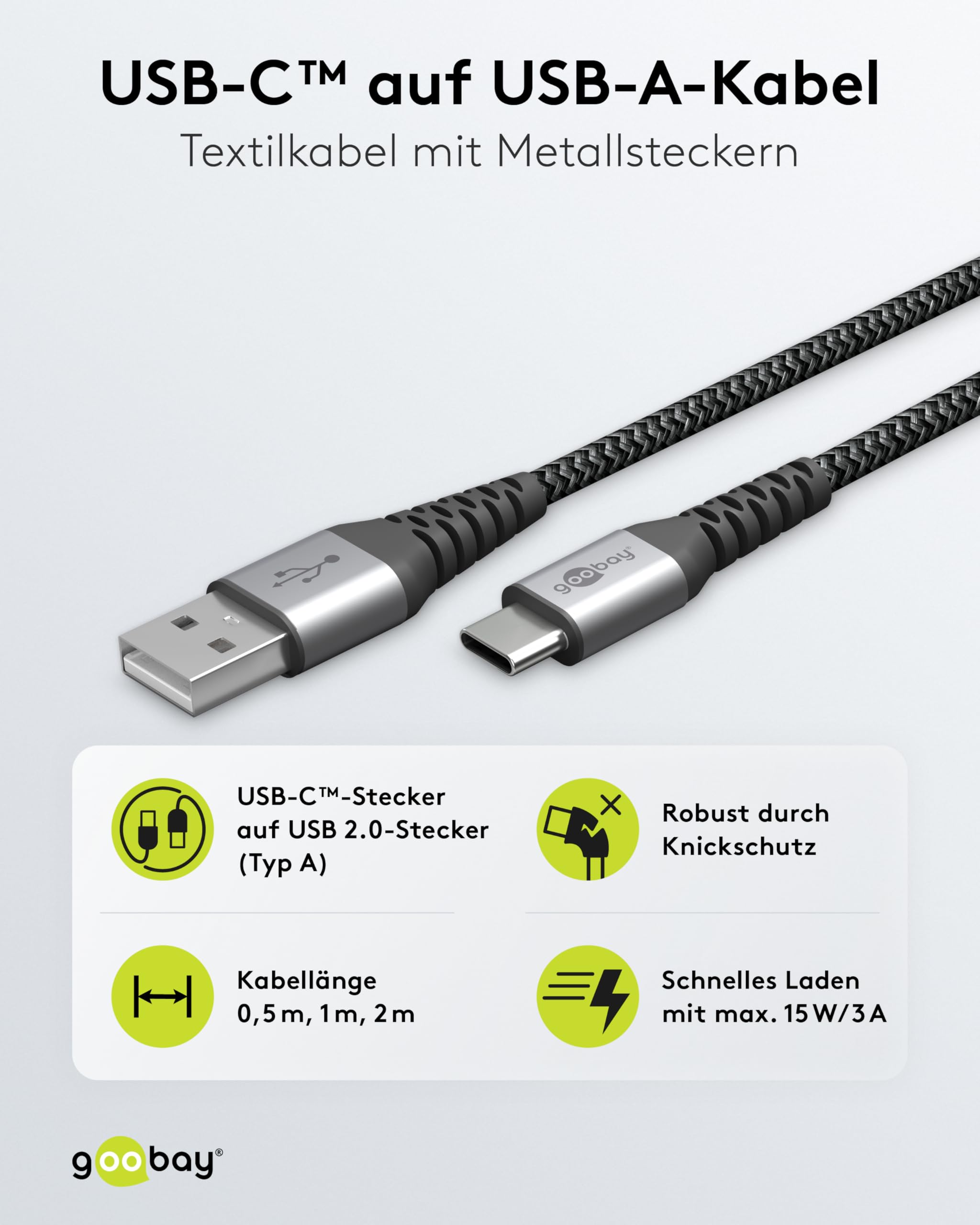 Goobay 67989 Cavo USB 2.0 da USB-C a B, Nero, 0.5 m