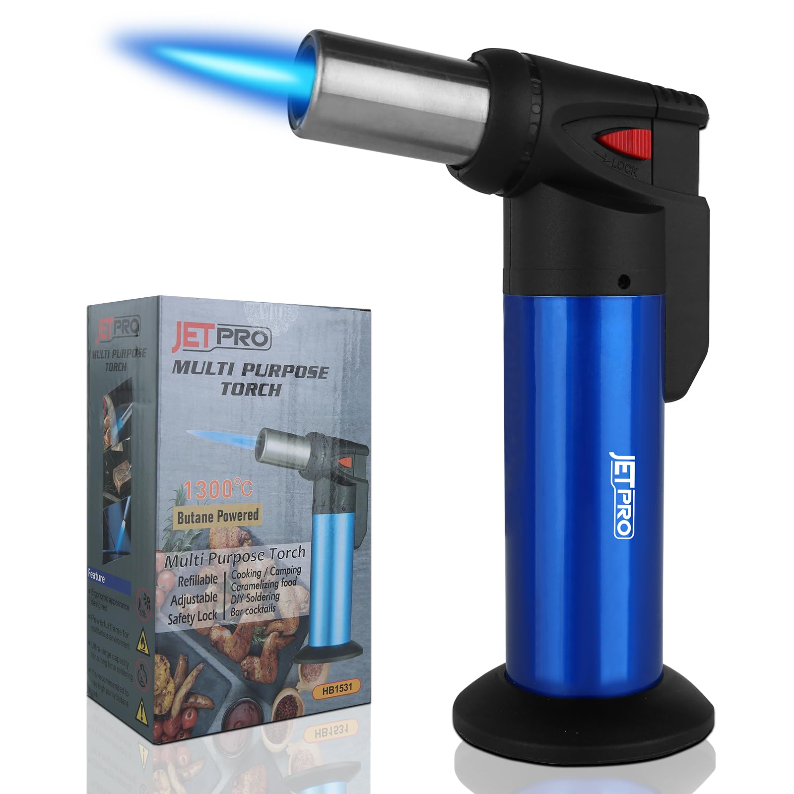 Butane Torch Lighter One-hand Operation Kitchen Cooking Torch for BBQ Baking Cream (Butane Gas NOT Pre-filled)