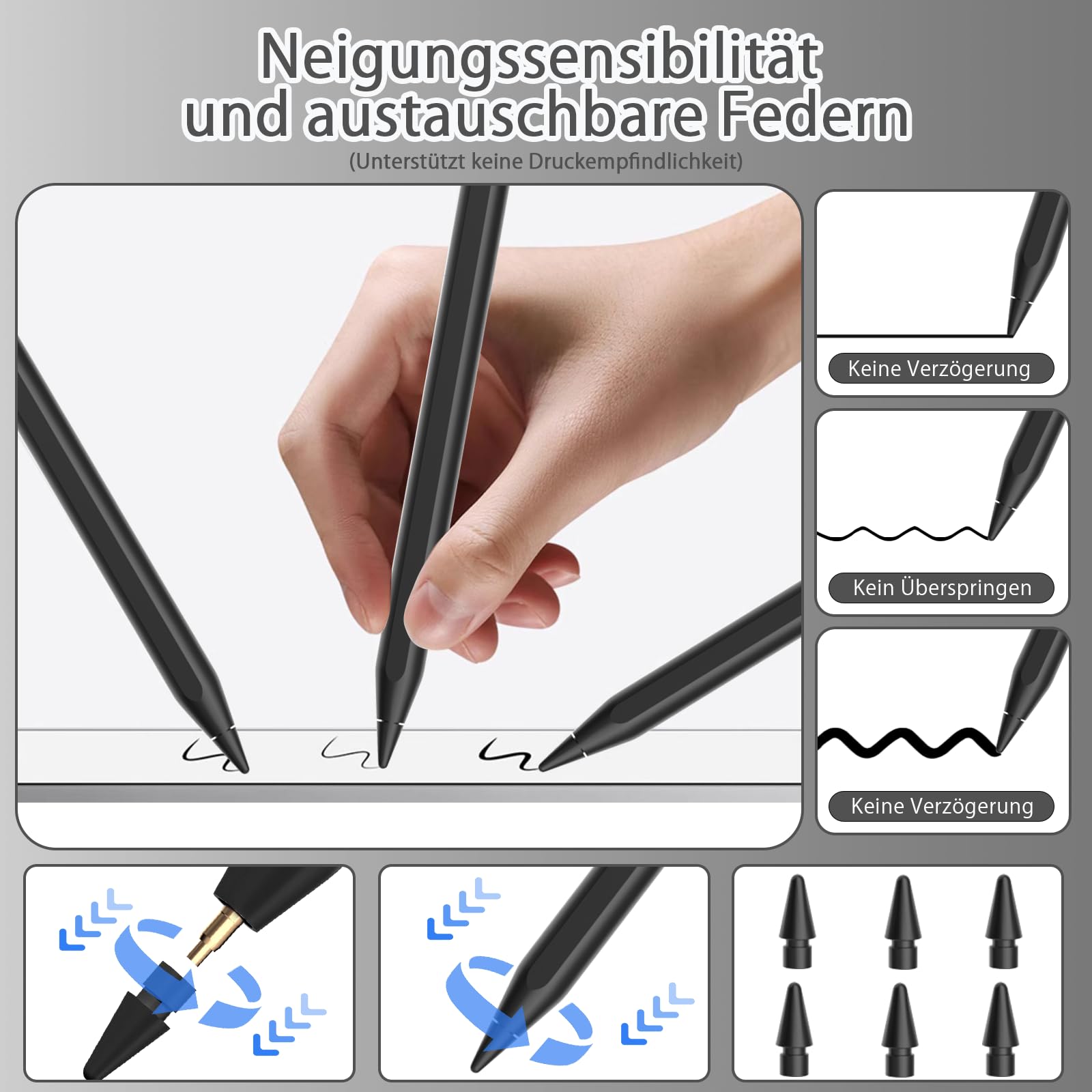 Stift für Apple iPad 2018-2026, Magnetisches Kabelloses Laden und USB C Schnellladung Pencil für iPad Pro 13”(M4)/12,9”/11”, Air M3/M2/5/4/3, Mini (A17Pro) 7/6/5, (A16) 11/10/9/8/7/6th Generation
