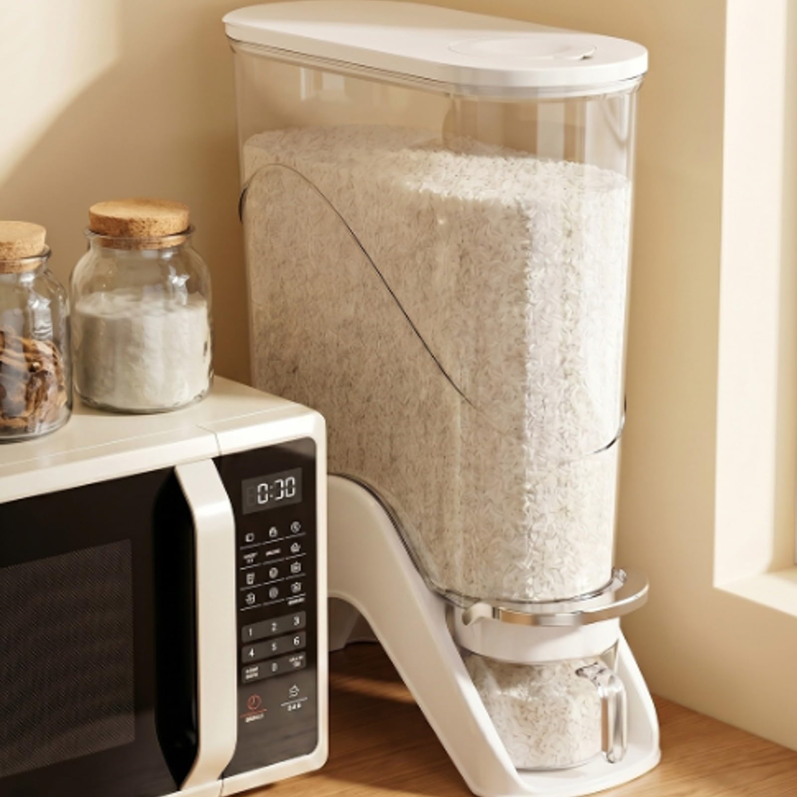 predolo Contenedor para Arroz Sellado | Diseño Estrecho y Compacto, Contenedor Arroz con Tapa Hermética, Ergonómico, para,