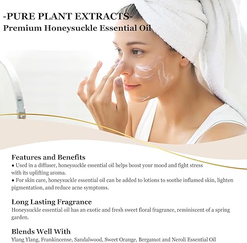 Miniatura 4 de EUQEE Aceite esencial de fragancia Honeysuckle de 2.02 onzas líquidas de capacidad, con cuentagotas de vidrio para hacer velas, bombas de baño de