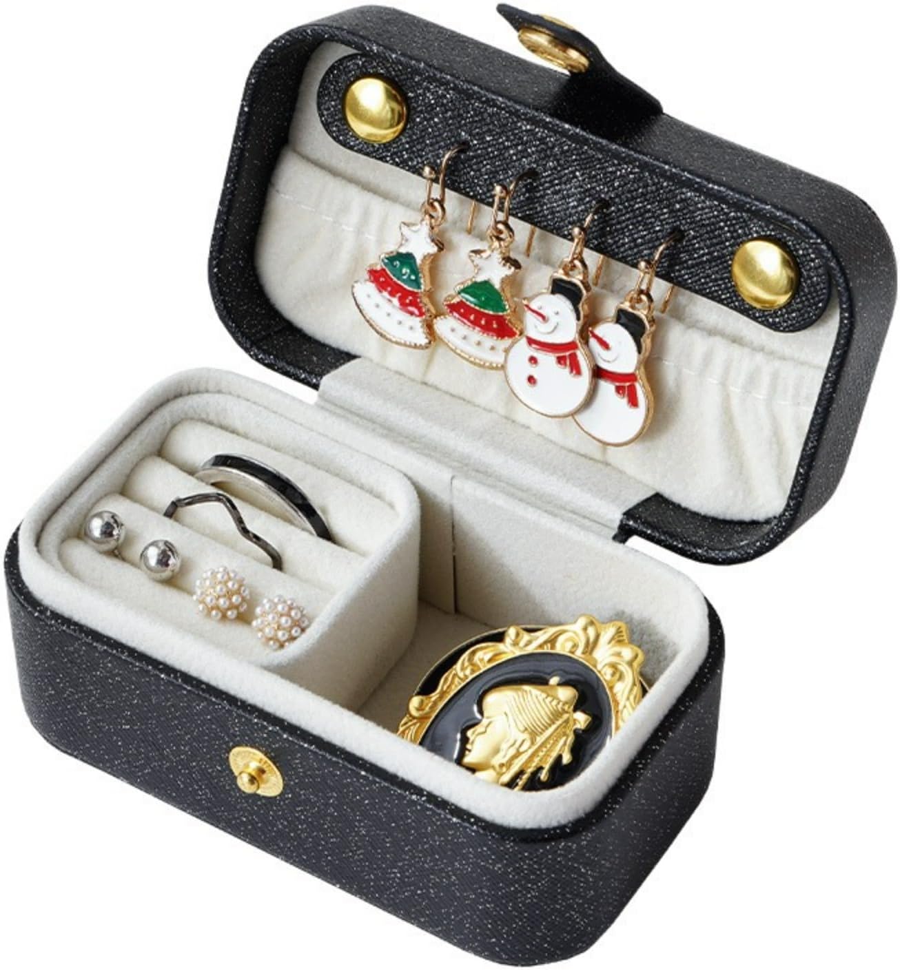 Leather travel jewelry box, portable jewelry storage box, mini jewelry rack, jewelry ring ear chain lipstick jewelry box image 3