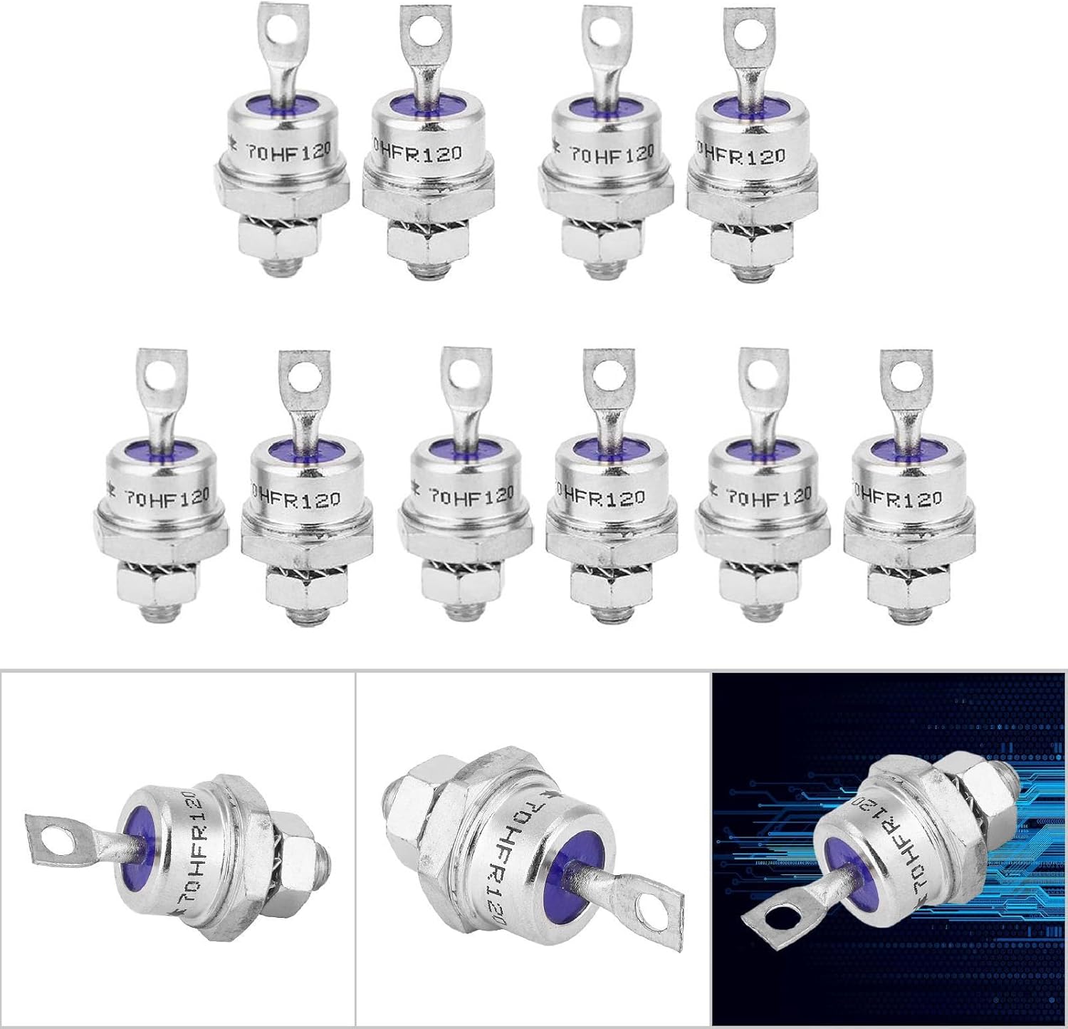 5 Pairs Spiral Rectifier Diode Chassis Stud Mounting Diode for Battery Charging Motor Control Power Supply Welder Machine Control