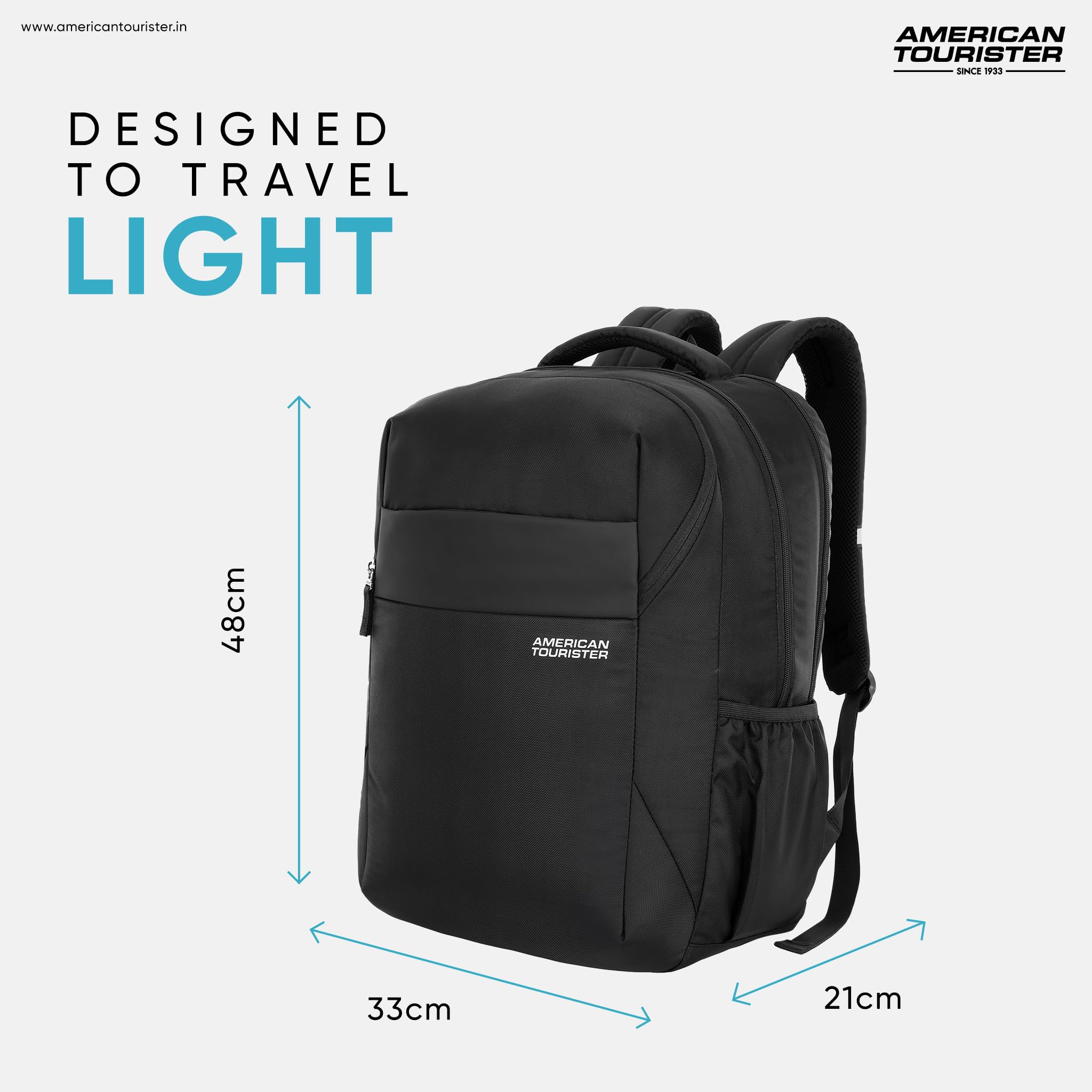 American Tourister Valex+ | 36L Backpack | 17" Laptop Bag | 3 Compartments | College & Office Backpack for Men and Women | Black | 1 Yr Global Warranty 1