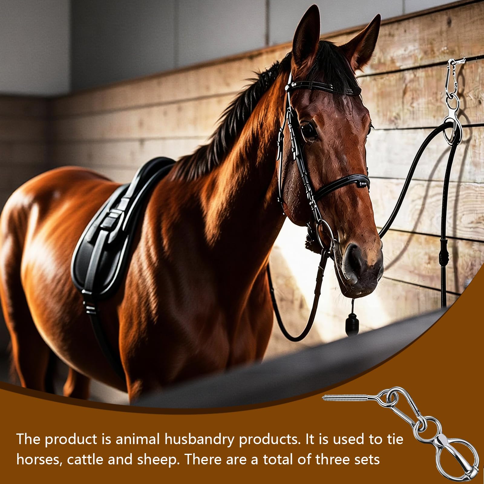 Lot de 4 Anneau d'attache pour Cheval, Anneau de Cravate pour Chevaux en Acier Inoxydable Accessoires d'attache de Sécurité, Anneaux Magnétique pour Attacher et Rétracter Rapide
