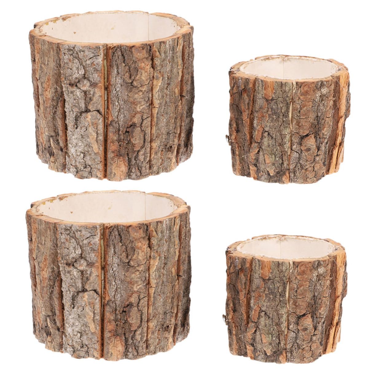 Pots de fleurs en écorce de bois VICASKY, lot de 4 seaux naturels