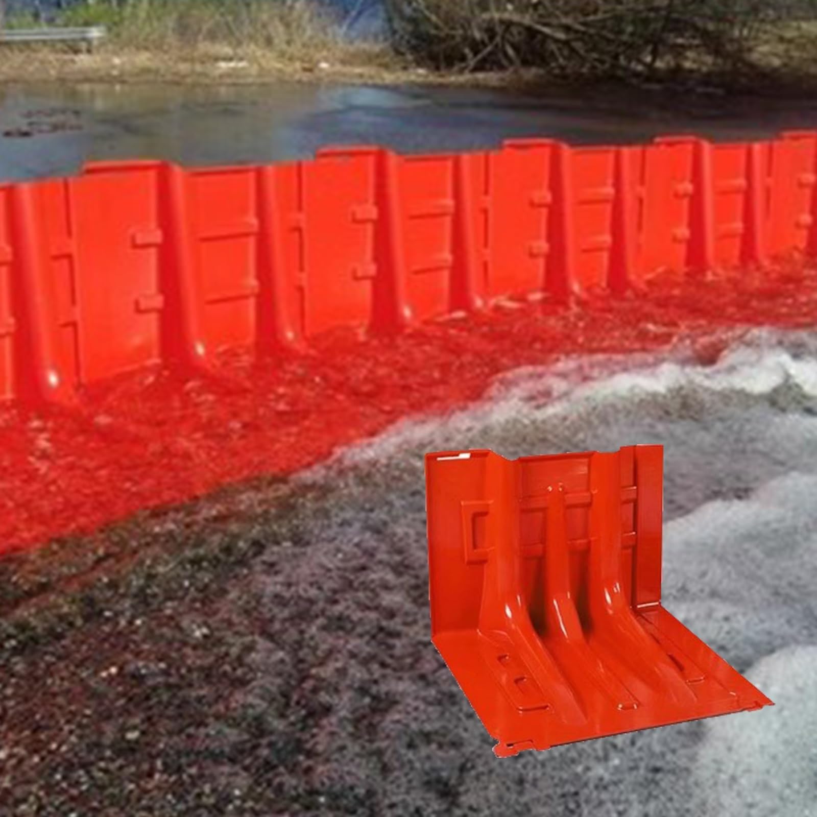 Flood Protection Barrier,L-Type Flood Control Flood Barrier Abs Household Flood Gate Water Blocking Plastic Waterproof Wall,Red,1pcs