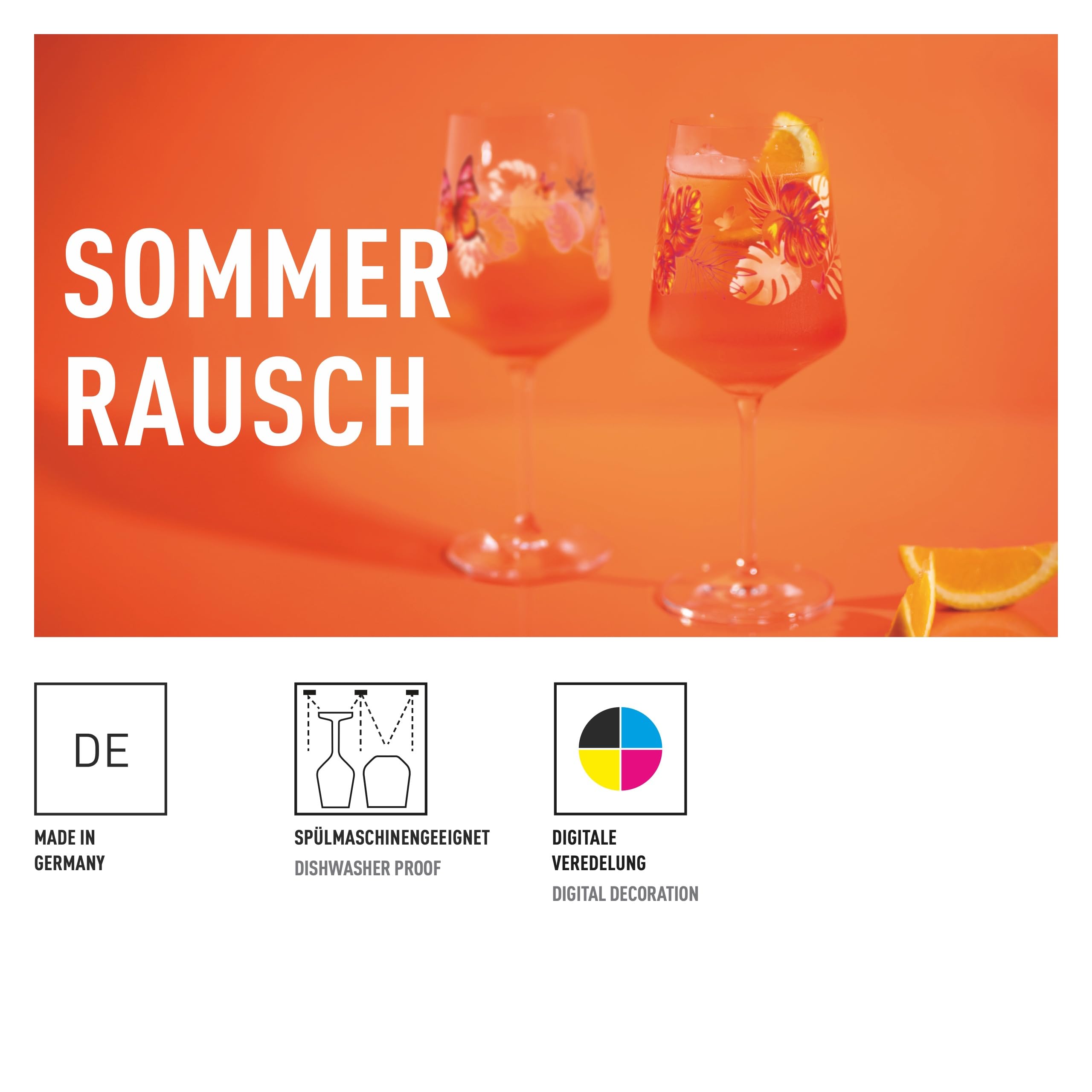 RITZENHOFF 6051005 Aperizzo Lot de 4 verres à apéritif 500 ml Série Sommerrausch Motif orange Fabriqué en Allemagne