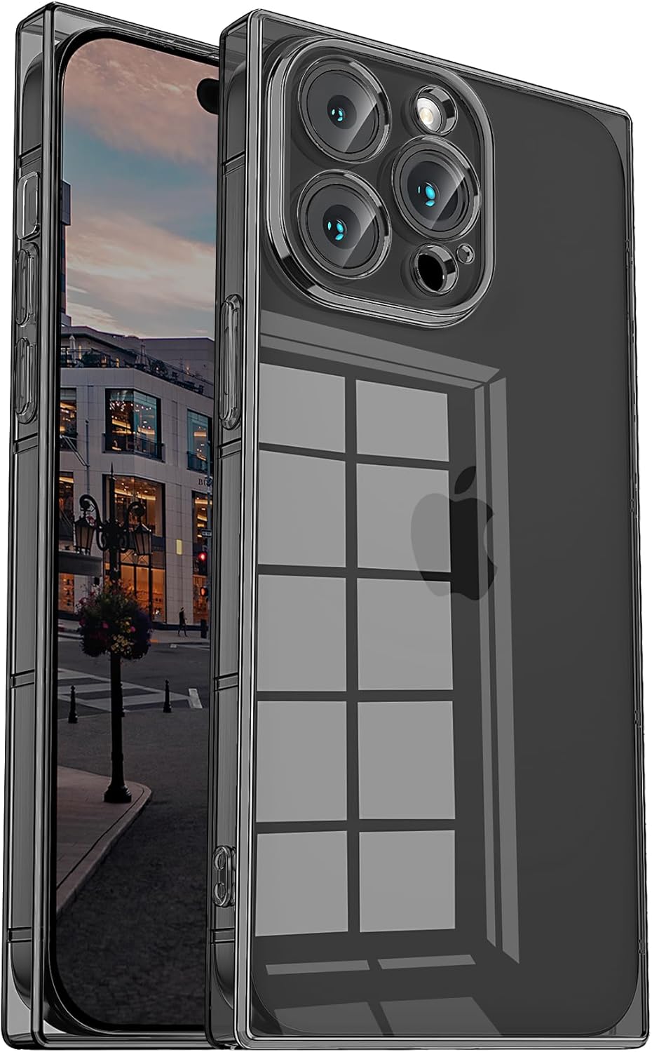 Photo 1 of Tzomsze Case Compatible with iPhone 12 Pro Max Clear Case,Camera Protection & Reinforced Corners TPU Slim Shockproof Case Cover for Women Girls 6.7 inch-Transparent Black