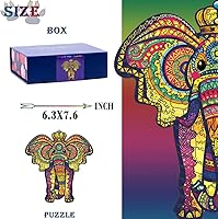 Vista 2 de Rompecabezas de madera para adultos en forma de animales, rompecabezas de madera mágicos, únicos (S-9.25 x 6.3 pulgadas, elefante)