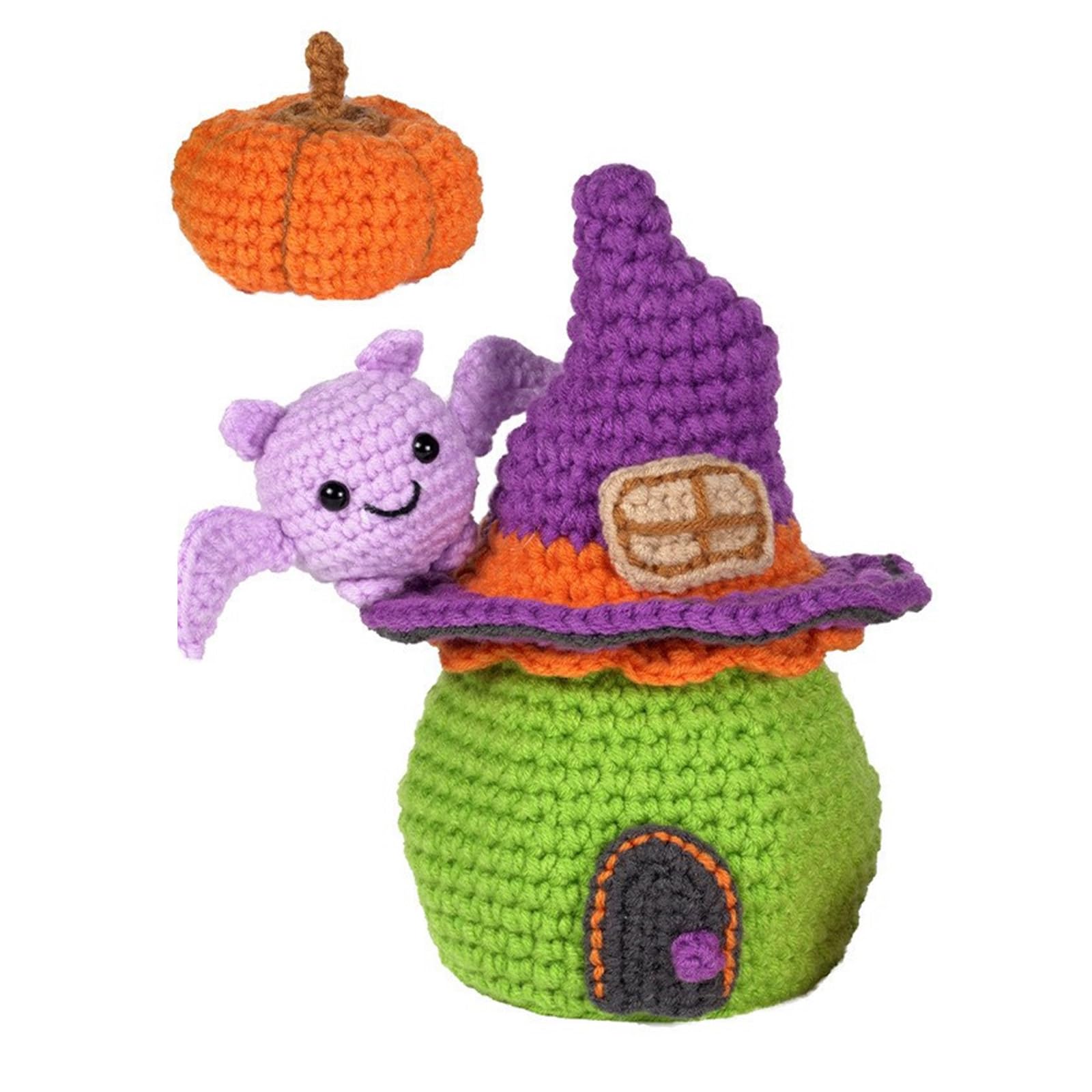 Tsophreniq Halloween Candy House Crochet Set for Kid Adult, with Video Tutorial Instruction, Hook, Knitting Needle, Yarns Kids Project