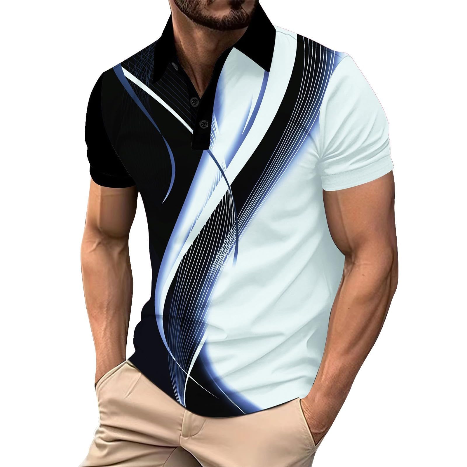 Polo Hombre Manga con Bolsillo en el Pecho Golf Polo Transpirable de Secado Rápido Poloshirt Deporte Hombre Slim Fit Tshirt Verano Camisa Hombre — view 9