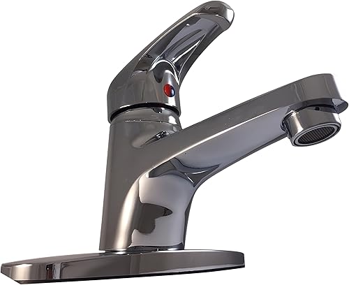 Miniatura 2 de Grifo de lavabo de baño con mango de repuesto simple ADA [22001 P] con superficie cromada grifo mezclador incluye placa inferior sin sistema