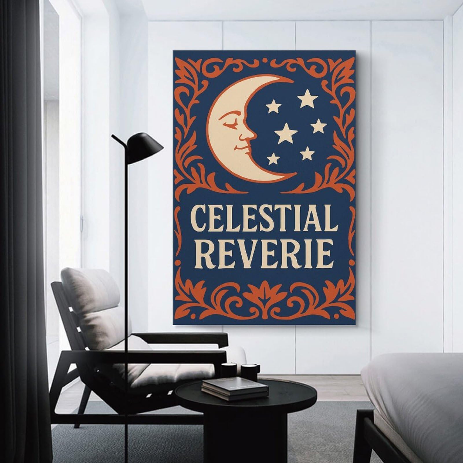 Junmoney Unframe-Style-11 Celestial Reverie Moon And Stars Art Home Decor Wall Art 24X36inch(60X90cm), For Gallery Wall Layouts In Home Or Office, A Versatile Canvas Print For Layering
