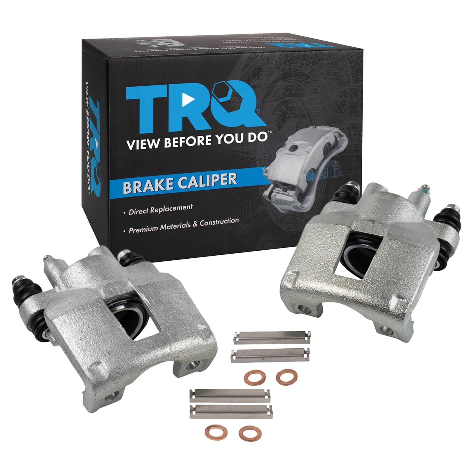 TRQ Rear Brake Caliper Set Zinc Coated Hardware