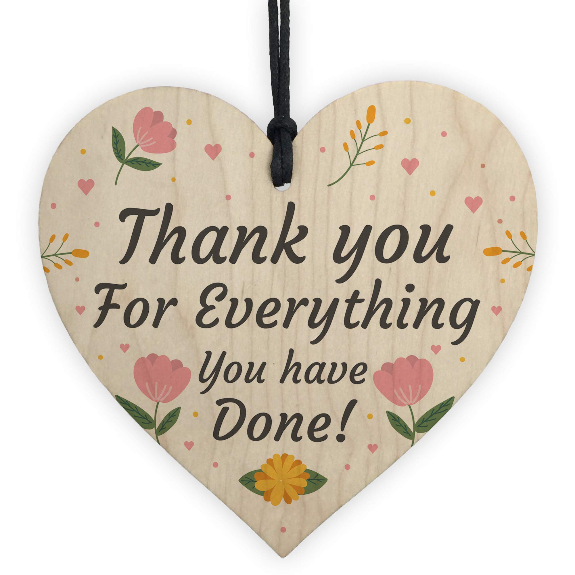 Red Ocean Multicolor Thank You For Everything Gift For Teacher Nurse Carer Volunteer Friend Wood Heart
