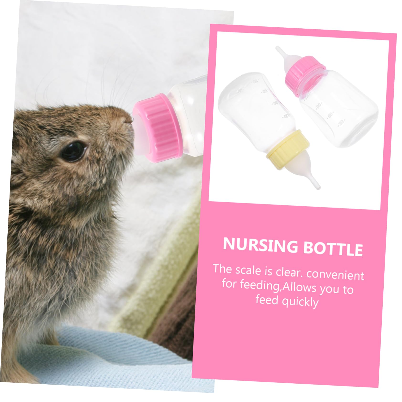 DOITOOL Plastic Baby Cat Feeder Kitten Nipple 2 Pack for Puppy Milk Feeding Storage Supple Safe