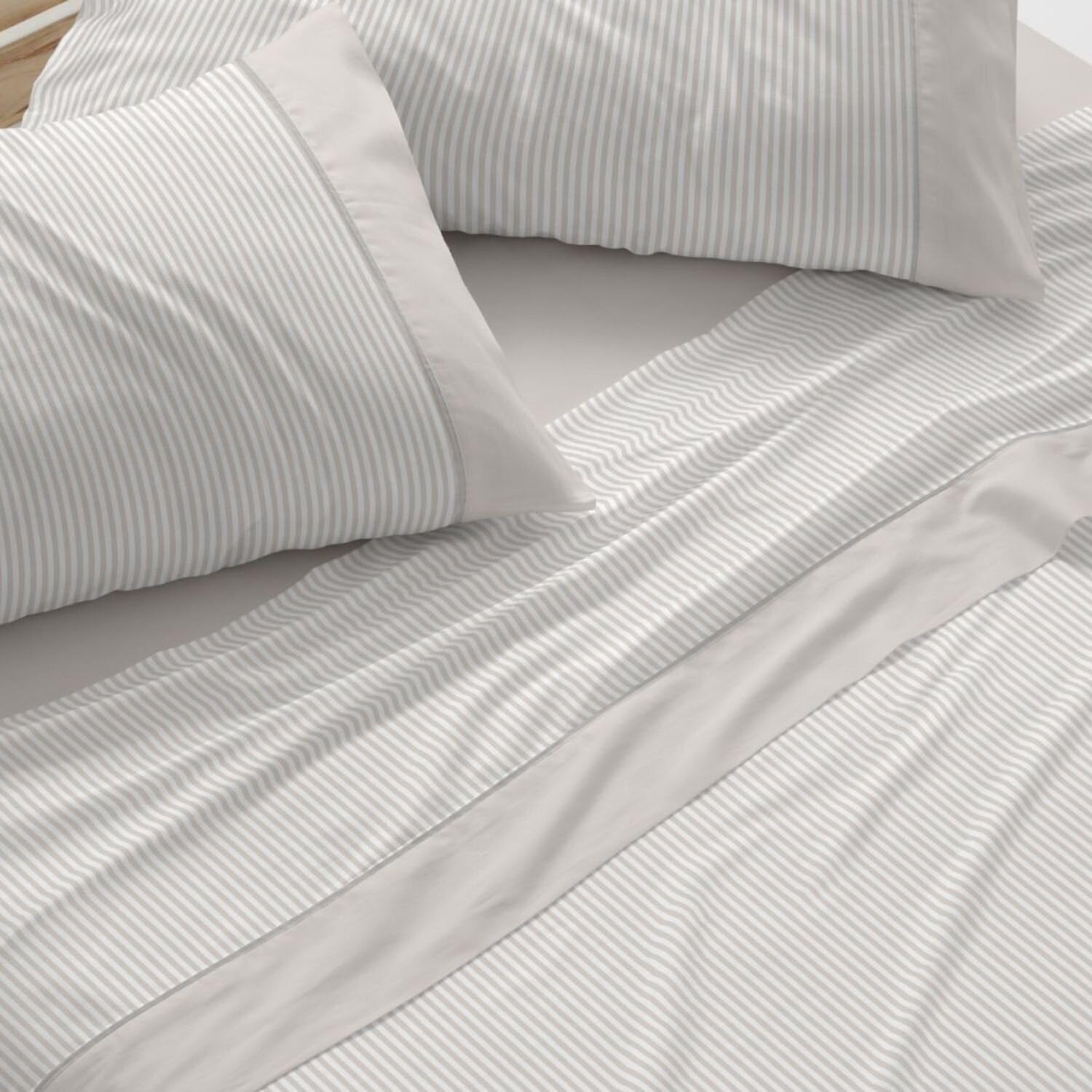 Burrito Blanco | Cotton Bedding Set | Bed 135 cm Design 640 | Greige Color (135 x 190/200 cm.)