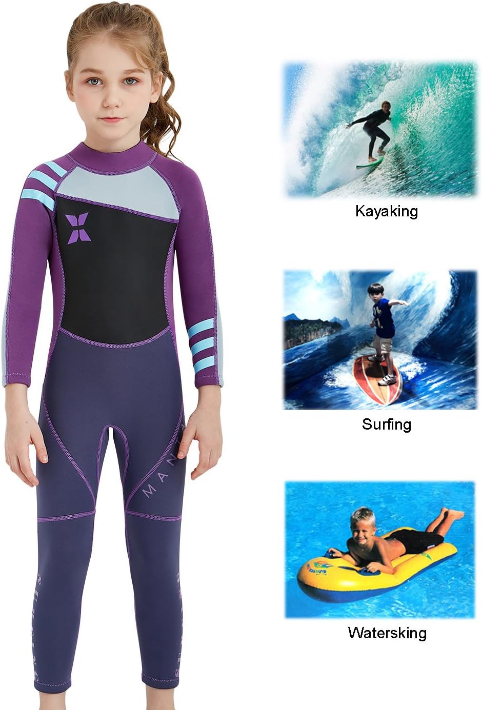 DIVE & SAIL Kids Boys Girls 2.5mm Neoprene Wetsuit Thermal One Piece Swimsuit UV Protection Rash Guard