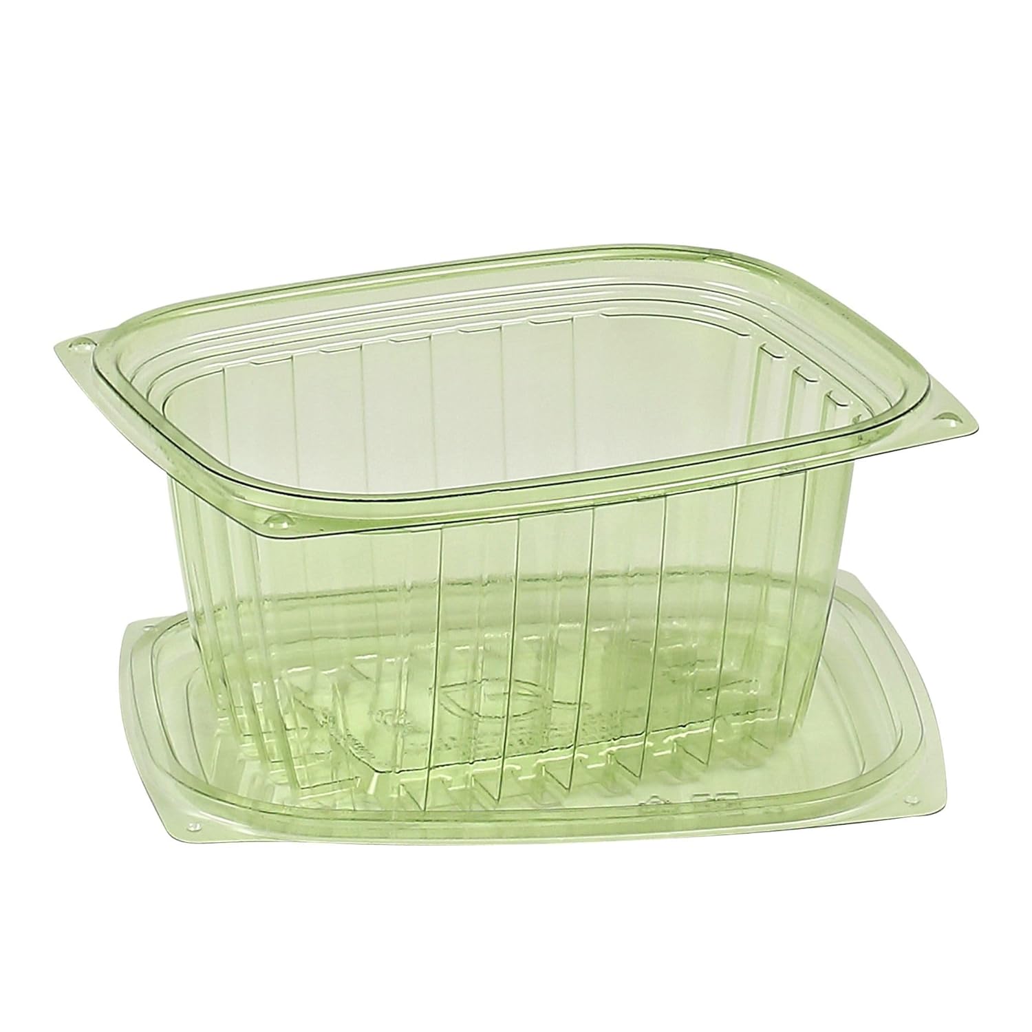 ECO PRODUCTS Compostable 16oz Rectangular Deli Containers With Lids, Case of 300, Veridian Clear Green Meal Prep, Made from PLA, A Renewable Material Made from Plants, One Lid Fits All