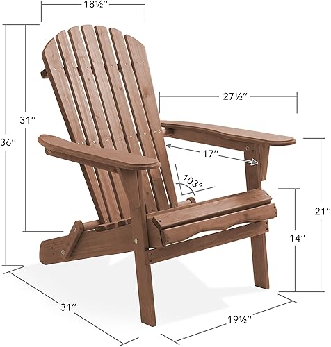 Miniatura 2 de Casafield Silla Adirondack plegable, juego de 2 sillas de madera de cedro para exteriores para patio, terraza, patio, césped y jardín, parcialmente