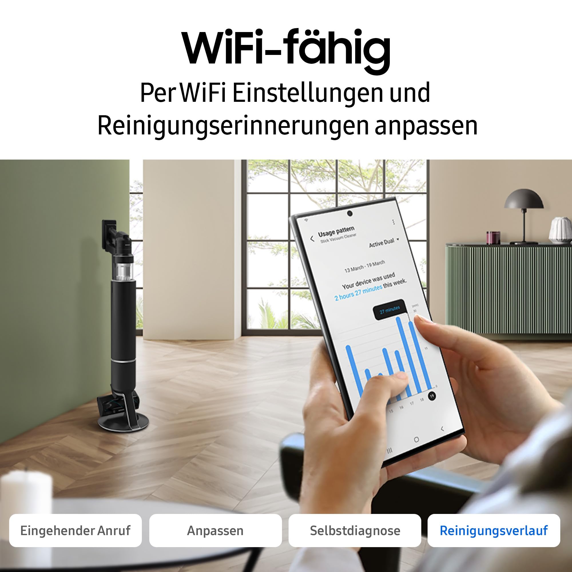 Samsung VS80F28ELP/WD Bespoke AI Jet PetPRO, Akku-Handstaubsauger mit Tierhaar-Bürste, Inkl. Zubehör, 280 W, All-In-One-Station, Jet Dual+ Bürste, Pet Tool+, Kombidüse, Teleskop‑Fugendüse, Pebble Gray