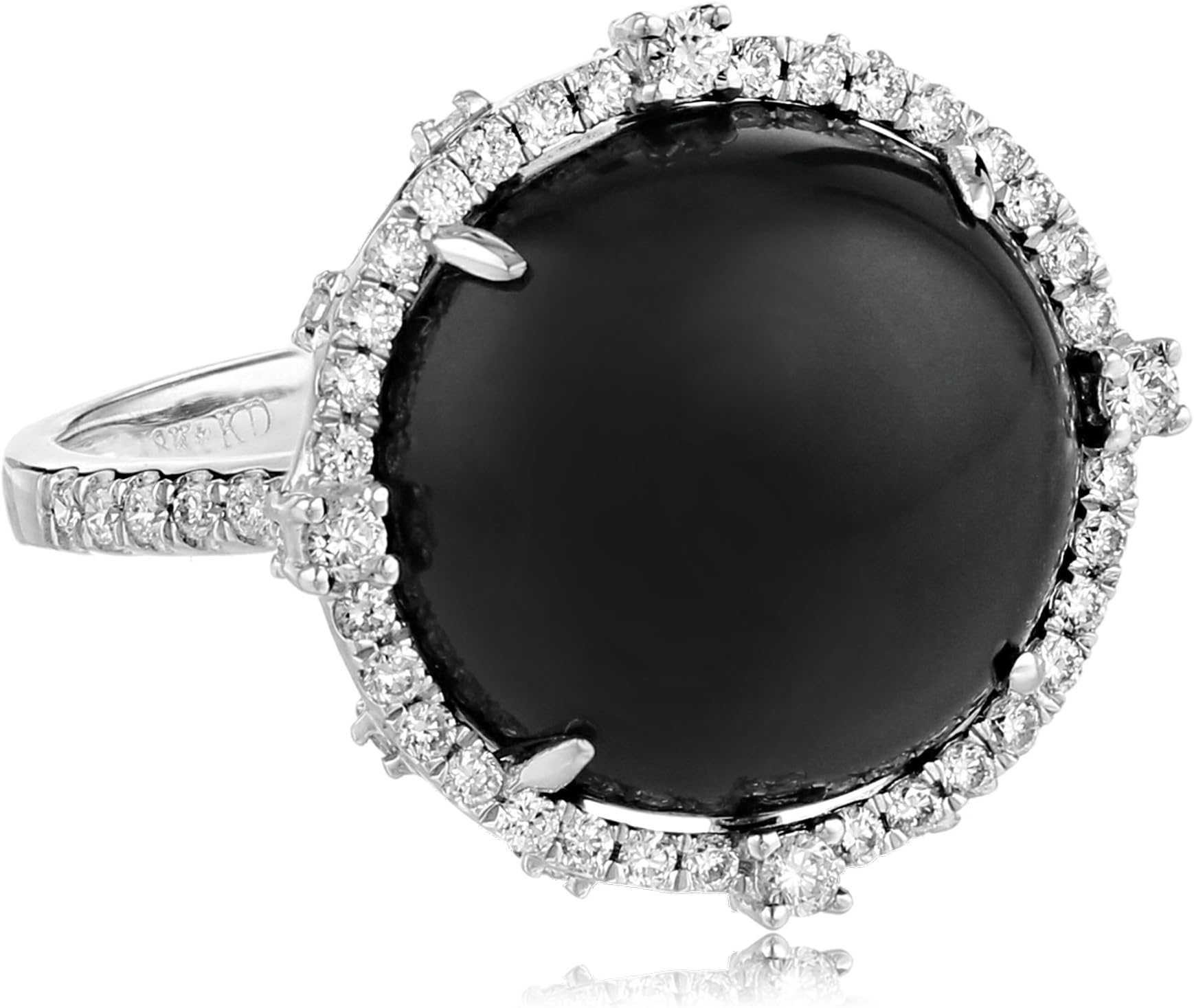 Katie Decker "Gothic" 18k White Gold and Diamond Black Onyx Ring, Size 7