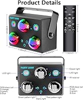 Vista 5 de Luces de fiesta, luz estroboscópica DJ de discoteca, proyector de bola de discoteca para escenario, efecto de rave, luz para clubes de baile, sonido