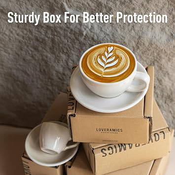 Loveramics Latte Art Mug with Saucer, 10 oz Ceramic Coffee cups with Round Bottom for Latte, Cappuccino, Tea, Espresso, Thick-walled Stoneware Cup Set for Barista - Regular Colours (White, 10OZ)