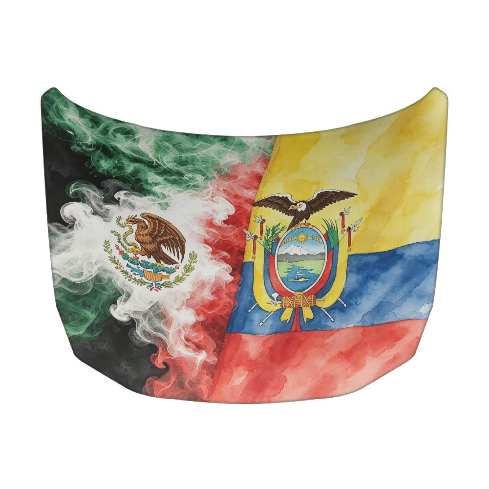 Car Hood Cover Mexican Flag and Ecuador Flag Car Hood Protector Waterproof Universal Automotive Exterior Accessories Patriotic Decorations for Compact Vehicles Sedans Trucks SUVs Pickup