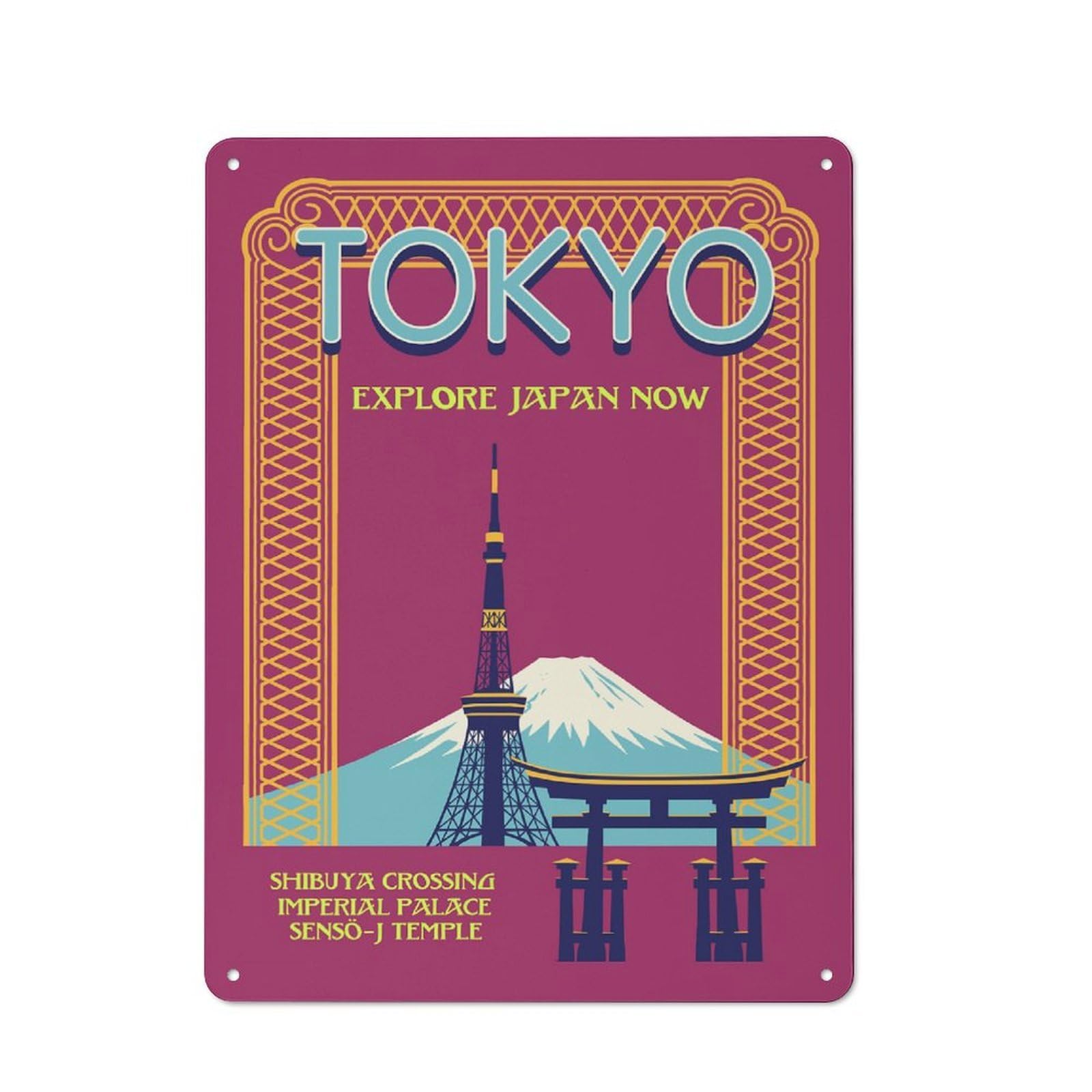 Junmoney Style-21 For Café Or Home Bar, Tokyo Retro Metal Plaque 40X30cm, A Winter Wall Decor Update For Café-Style Decor Fans