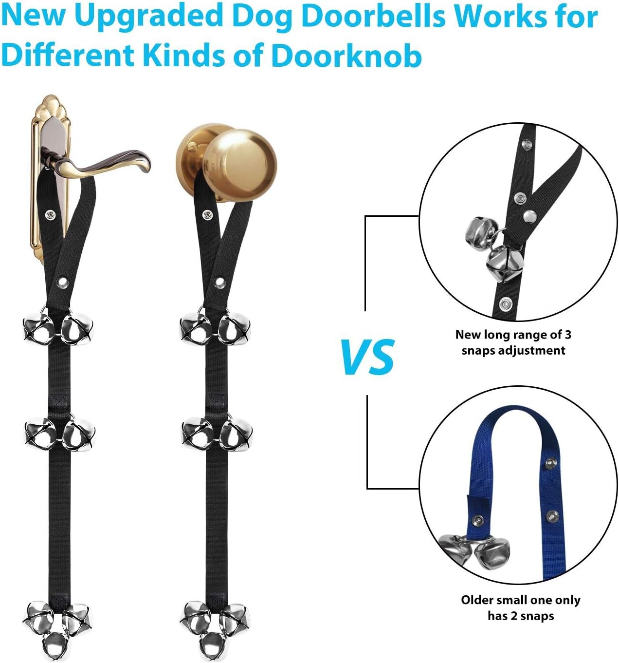 TIOVERY Dog Doorbells for Door Potty Training, Adjustable Door Bell for Housetraining Door Knob Go Outside, Include 1 Dog Training Clickers, 1 Collapsible Dog Bowl and 1 Poop Bag Holder for Puppy Dogs : Pet Supplies