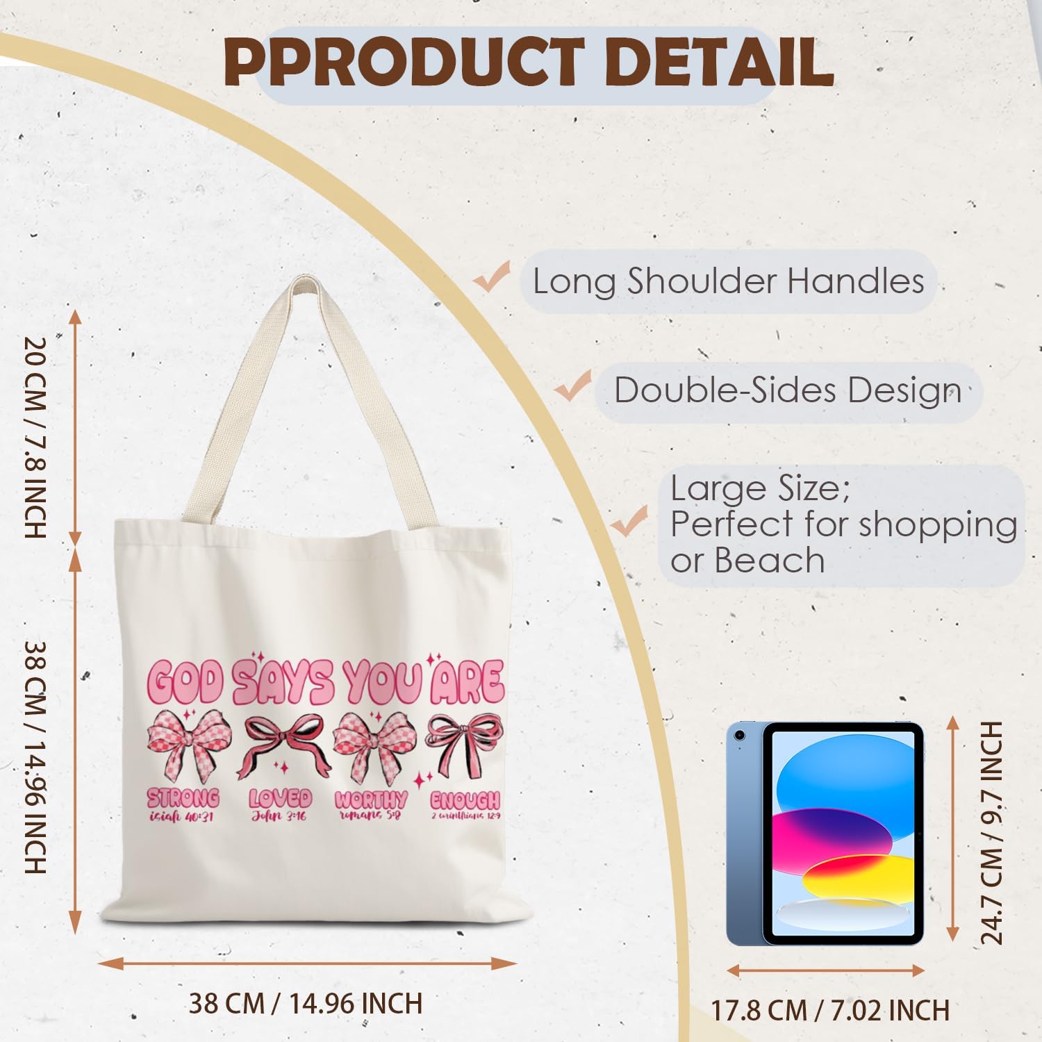 God Says You are Christian Canvas Tote Bags for Women, Inspirational Christian Gifts for Women - Image 5