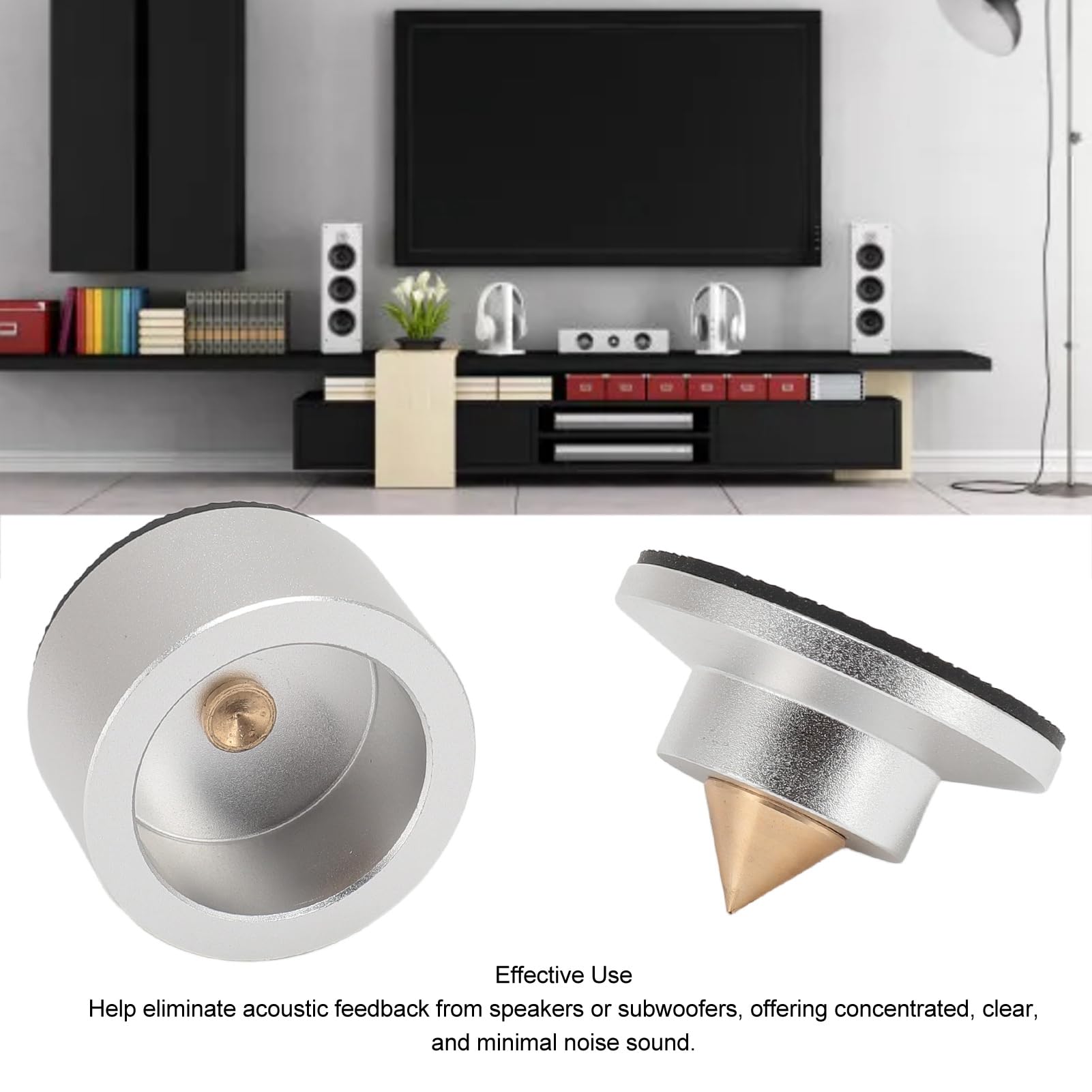 4er - Set Lautsprecher - Isolationsfußpads aus Aluminiumlegierung, Schwingungsdämpfer für Subwoofer, Verstärker, CD/DVD - Player und HiFi - Geräte mit Spike - Pads (Silber)