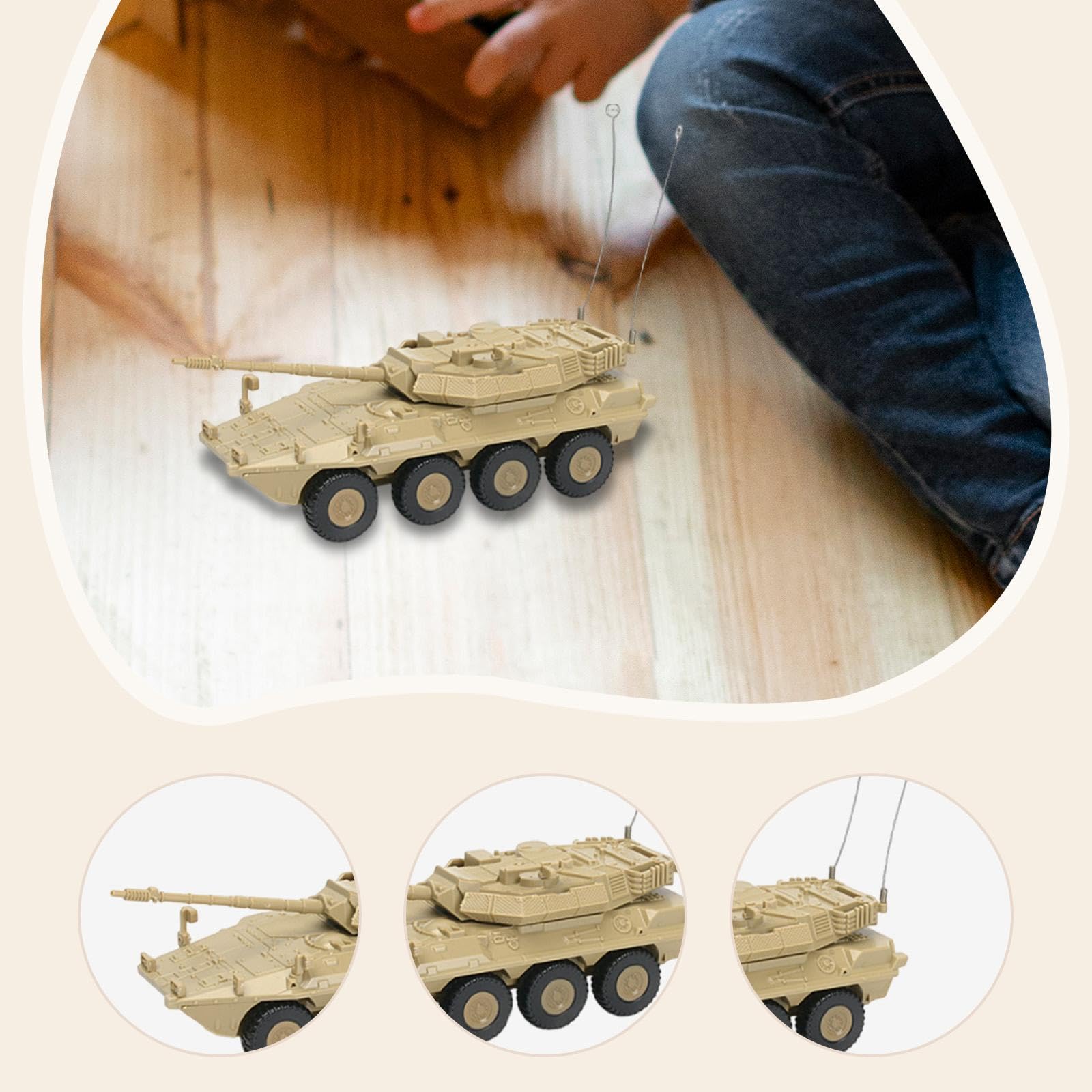 Menolana Tank Model Toy Building Kit Sand Table Decor Tabletop Decoration Birthday Gift for Adults Kids Armored Vehicle 1:72 Scale, Yellow — view 3