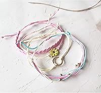 Vista 6 de Brazaletes impermeables de cuerda, para verano, con ola, brazalete para amistad, hecho a mano, para niña