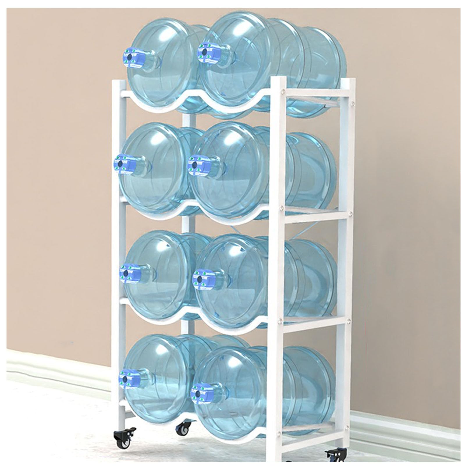 Soporte para jarra de agua resistente con 4 ruedas – Estante portátil de almacenamiento para botellas de agua para dispensadores de enfriadores y uso en oficina/gimnasio – niza tu espacio de manera