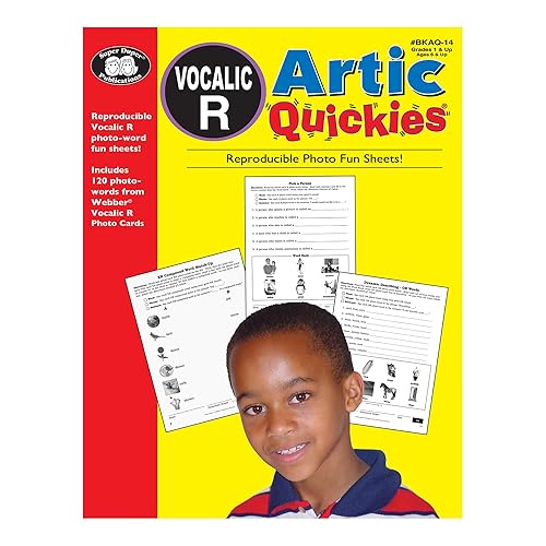 Super Duper Publications Artic Quickies Reproducible Workbook for Vocalic R Speech Therapy - Articulation Worksheets Educational Learning