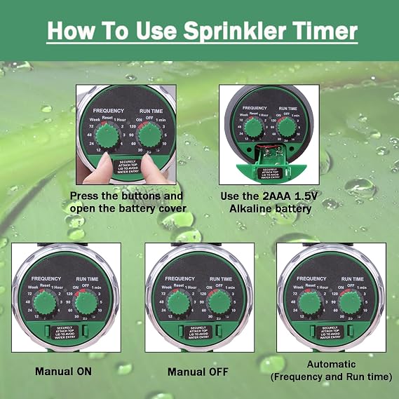 Automatic Sprinkler Timer, Programmable Water Timer for Garden Hose, Waterproof Irrigation Controller Hose Timer, Watering System with Rain Delay Function for Lawn Yard