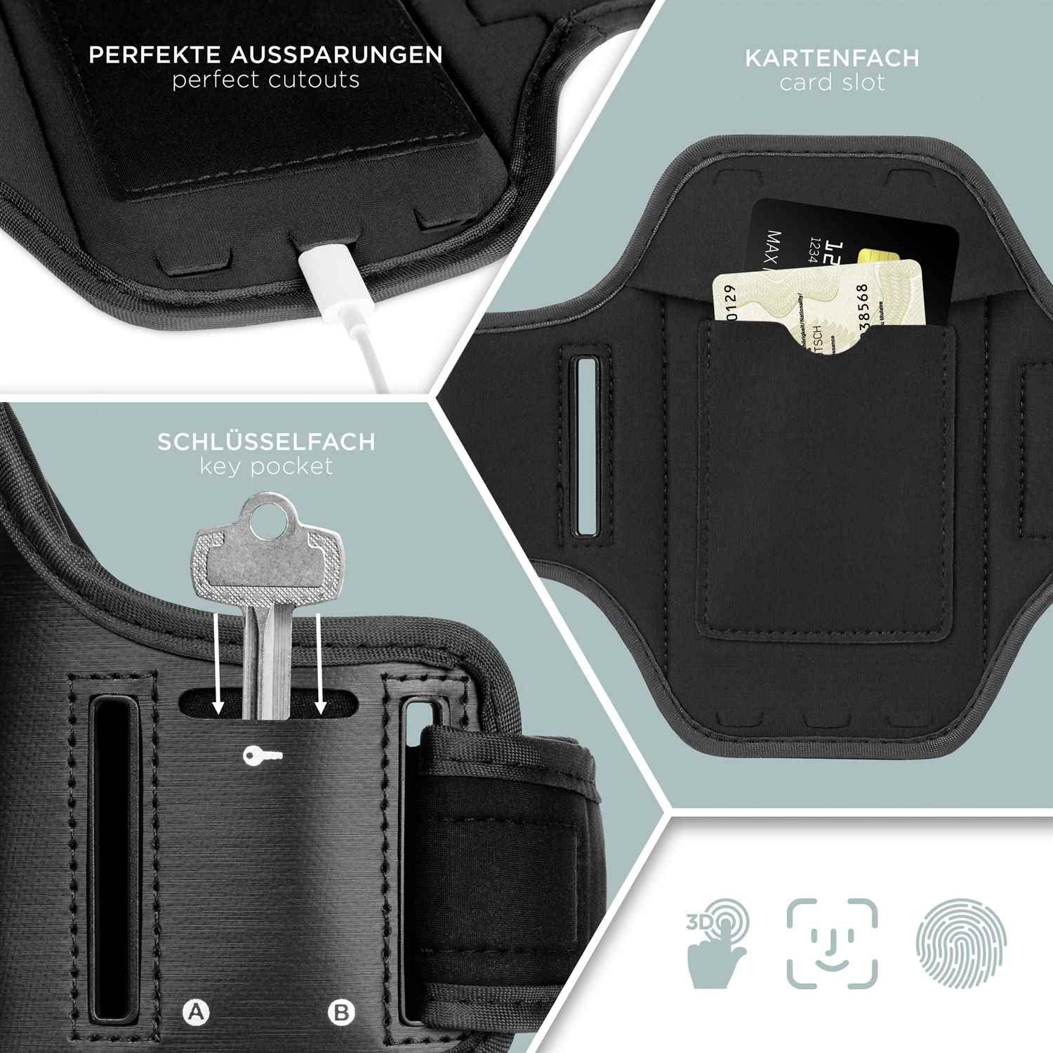 ONEFLOW Workout Case für iPod Touch (5. Generation) Sportarmband zum Joggen mit Touch Fenster, Handy Armband für Sport und Outdoor, Handyhalterung für den Arm, Lauftasche Jogging, Schwarz