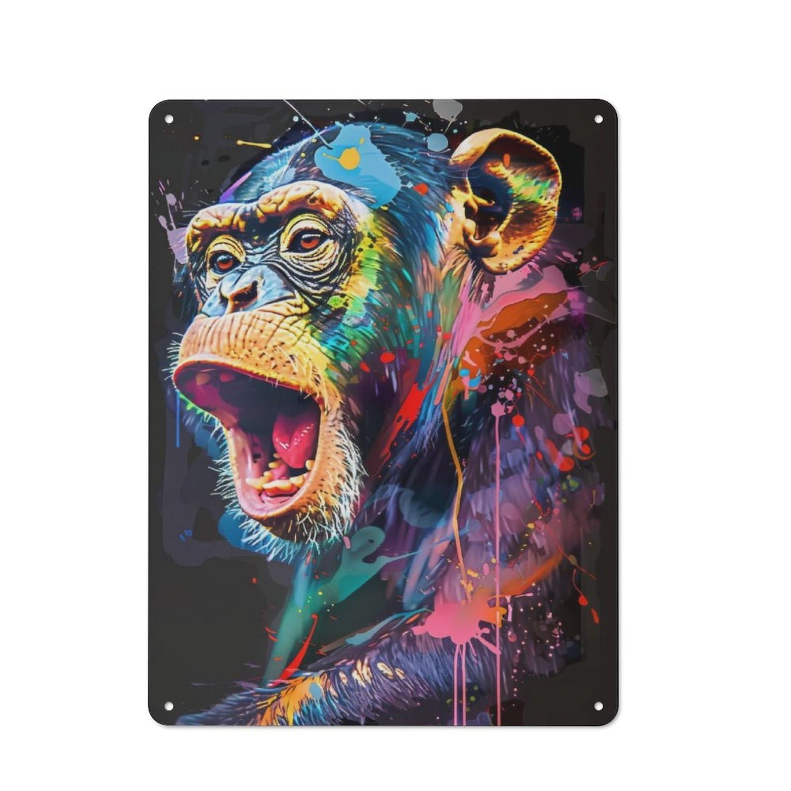 Junmoney Monkey Popart Painting Classic Decorative Tin Plaque 40X30cm, Bar Wall Plaque For Diner, Restaurant, Shed Or Kitchen