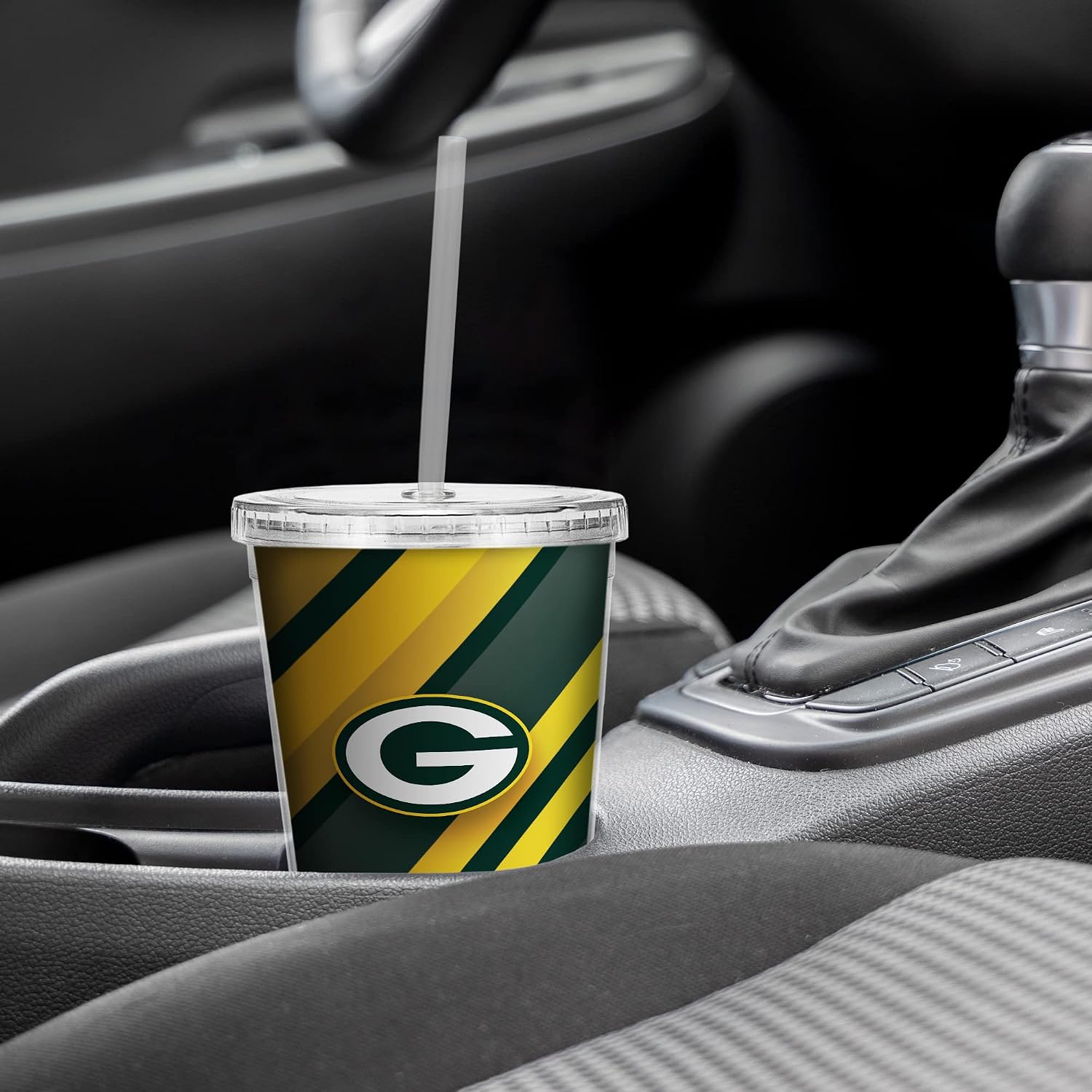 Rico Industries NFL Football Green Bay Packers 16oz Personalized Tumbler W/Straw - Team Colored Travel Tumbler - Keeps Drinks Cold or Hot- Reusable Straw Included