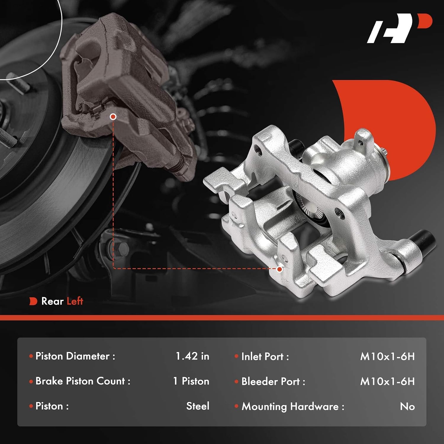 A-Premium Disc Brake Caliper Assembly with Bracket Compatible with Mazda Vehicles - 3/3 Sport 2019-2024, CX-30 CX30 2020-2024 - Rear Left Driver Side
