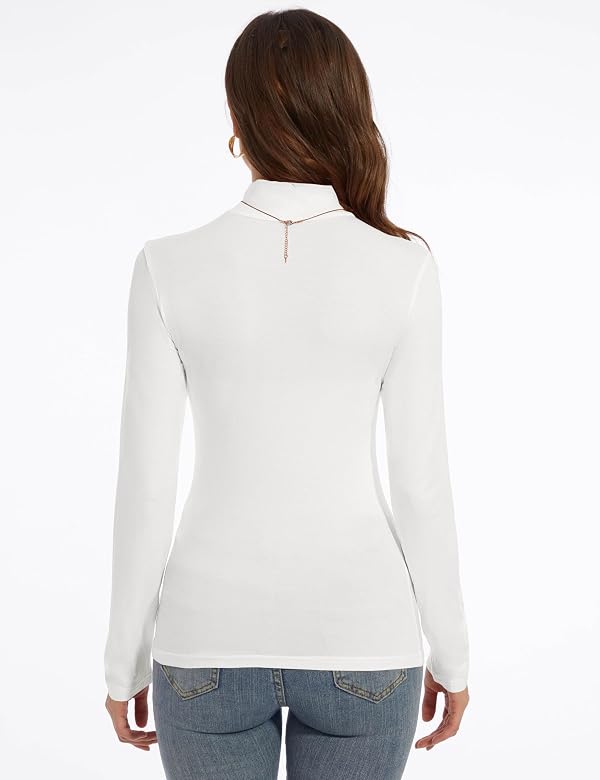 Long Sleeve Mock Turtle Neck Tops for Women Slim Fit Lightweight Cute Underwear Shirts 2025 Winter Fashion (Ivory Large) by DSPSAM - Used condition - Image 5