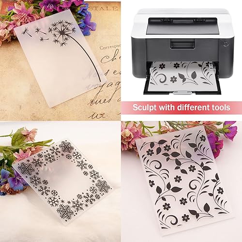 Vista 9 de Paquete de 24 hojas de plantillas de Mylar transparentes de 4 mil, 12 x 12 pulgadas, hojas de plantillas de plástico reutilizables en blanco