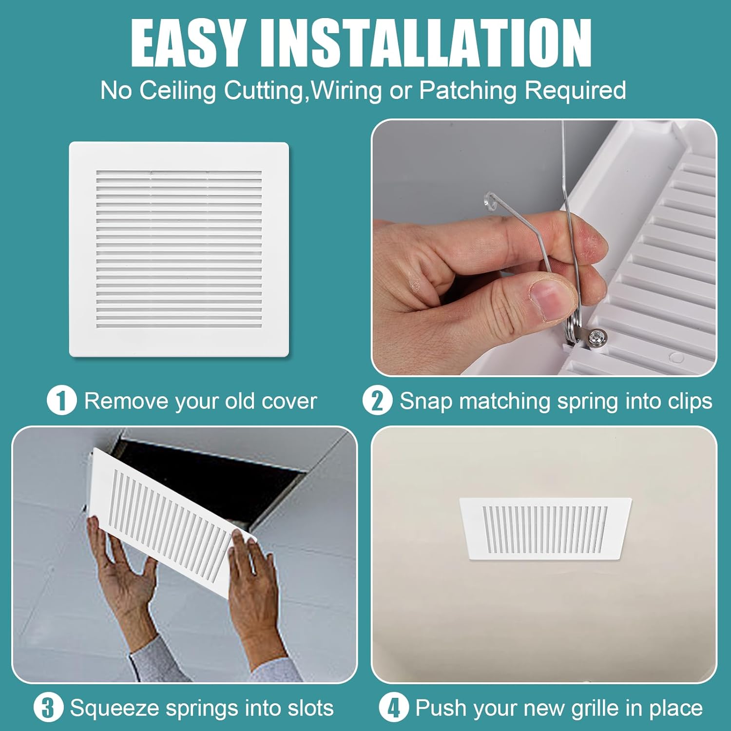 (3-Pack 12" BP90 Spring Bathroom Exhaust Fan Cover 12-1/4" x12" Vent Cover Replacement Compatible with Broan-NuTone Square Ceiling or Wall Mount Fits Models BP46 663 670 671 675 688 689 White