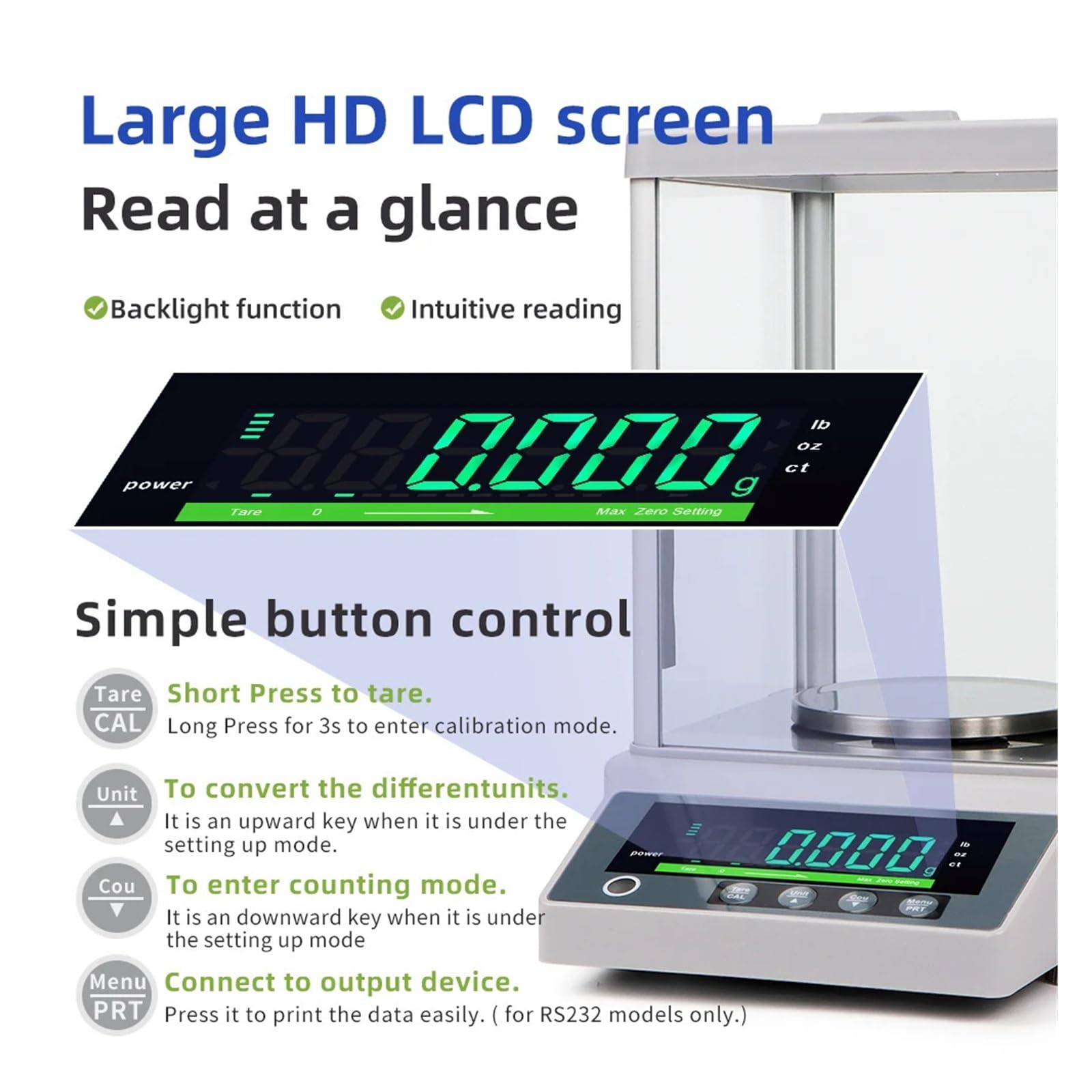 Balanza electrónica de laboratorio, balanza analítica de precisión de 0.001g, pesaje de joyería, báscula de cocina Función múltiple(510G 0.001G)