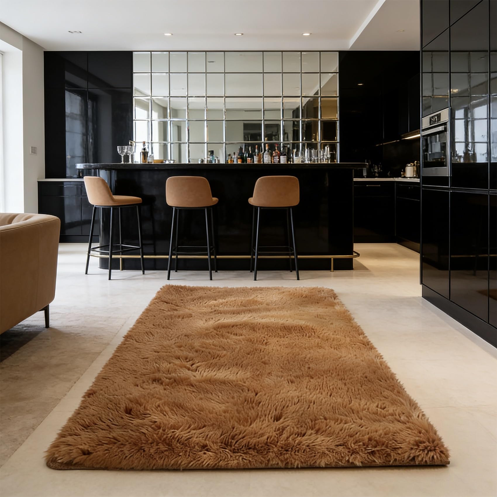 Tapis doux pour salon et chambre moderne de 192x140 cm avec envers antidérapant
